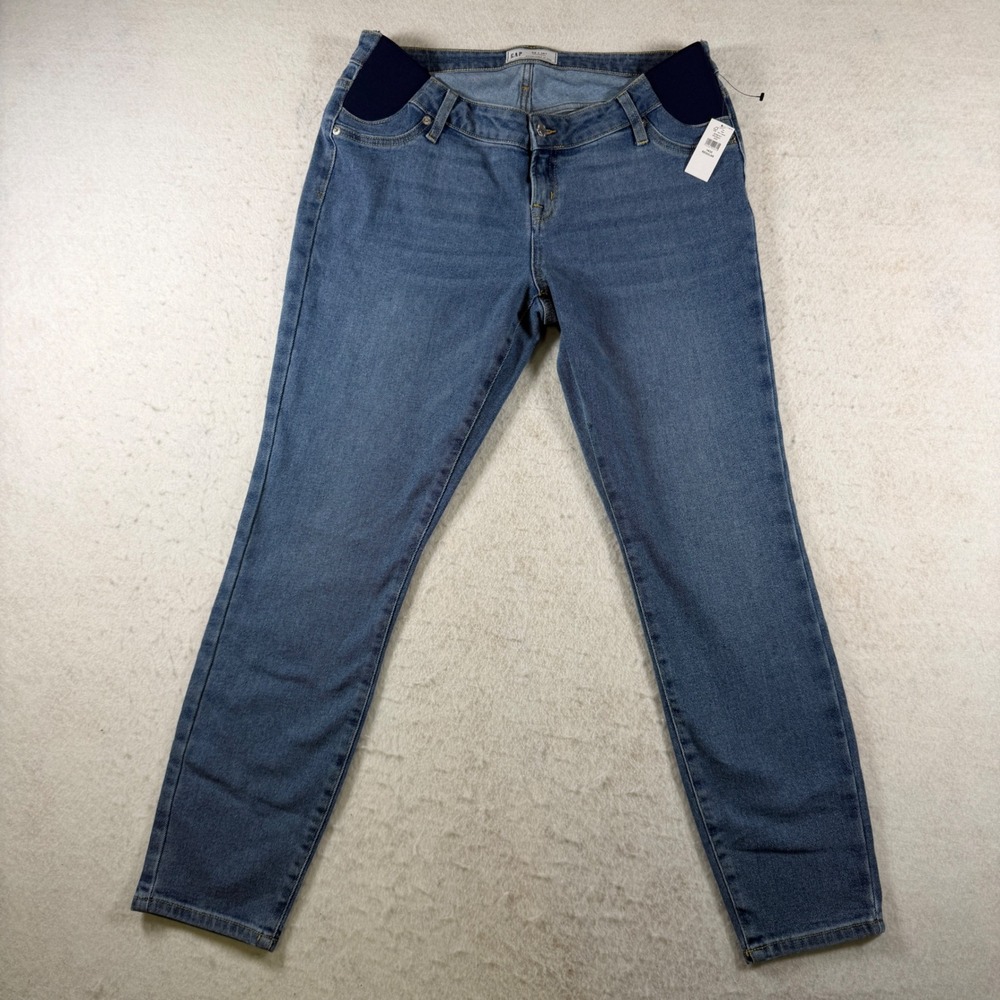 GAP Maternity‎ Slim Jeans Size 32/14 Regular Blue Medium Wash Side Panel Stretch